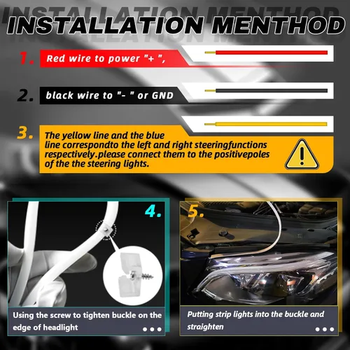 Vista 6 de Tira de luces de circulación diurna DRL de escaneo dinámico para automóvil, 2 unidades de 11.8 pulgadas blanco/ámbar, luces direccionales