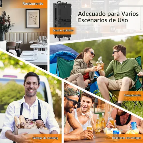 Vista 9 de NEEDONE Calentador de alimentos, contenedor de comida aislada LLDPE de 81 Qt para alimentos calientes/fríos, con hebillas dobles, ruedas