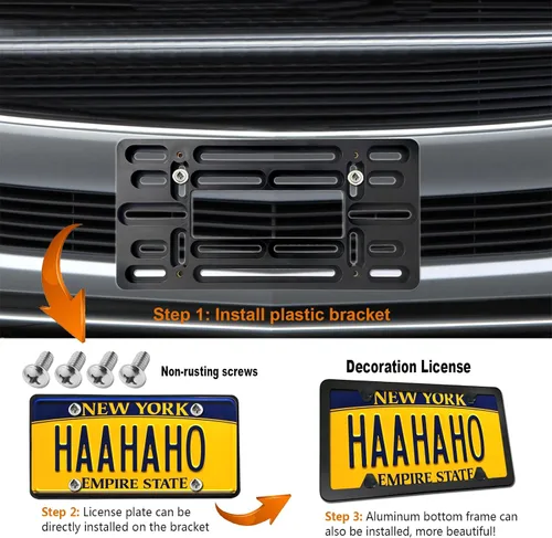 Vista 7 de Aootf Kit de Montaje de Placa de Matrícula Delantera - Soporte de Placa de Matrícula y Portaplaca de Automóvil de Aluminio Negro que se Ajusta sin