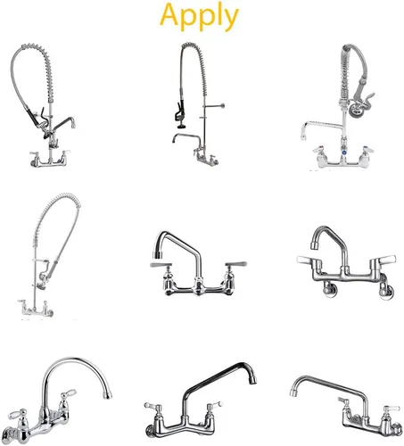 Vista 7 de Kit de instalación de grifo de montaje en pared comercial, juego de montaje en pared para grifo de cocina comercial de acero inoxidable y fregadero