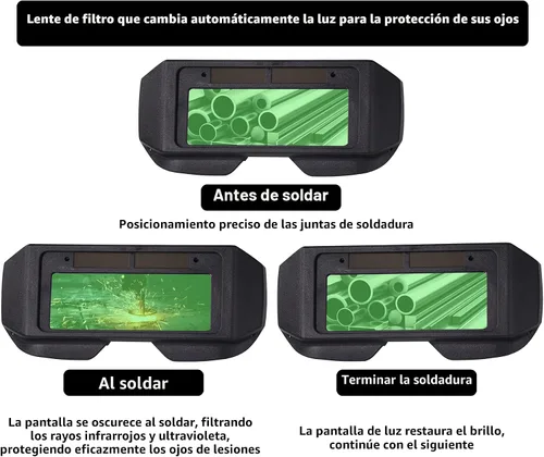 Vista 6 de T TOVIA Gafas de Soldadura LCD de Seguridad Protectoras con Energía Solar de Oscurecimiento Automático con Sombra Ajustable, Gafas de Soldadura de 2