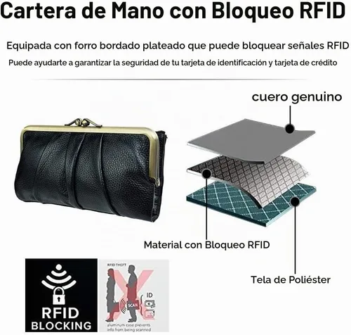 Vista 6 de EASTNIGHTS Carteras con bloqueo RFID para mujer, cartera de embrague de cuero, tarjetero plegable para tarjetas de crédito, monedero para mujer