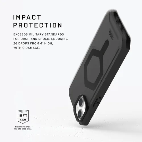 Vista 3 de URBAN ARMOR GEAR UAG Funda compatible con iPhone 15 de 6.1 pulgadas, Essential Armor negro, imán integrado compatible con carga MagSafe, funda