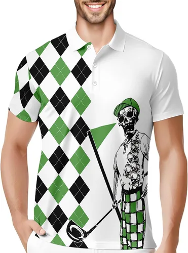 Vista 26 de HIVICHI Camisas de golf divertidas para hombre con patrón estampado loco colorido y novedad de alto rendimiento que absorbe la humedad, camisa tipo