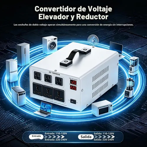 Vista 2 de 10000W Voltage Converter Transformer Step Up Down 110V 120V to 220V 240V White