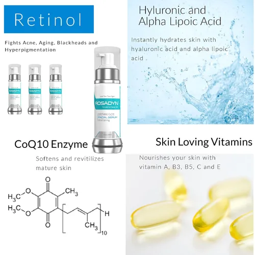 Vista 4 de Rosadyn Rosacea Serum 2-Pack Gel facial calmante, hidratante y crema antienvejecimiento en uno - Con ingredientes naturales y orgánicos
