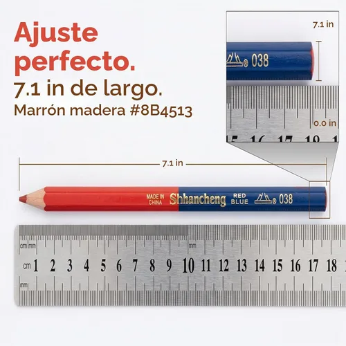 Vista 9 de Naroote Lápices de construcción, 10 Uds. Lápices de carpintero duro, rojo, azul, 2 núcleos, hexágono, 2 cabezas, bricolaje, carpintería, marcador