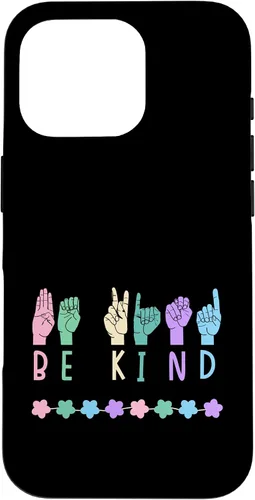 Vista 20 de Sign Language Be Kind Kindness ASL Pastel Pink Purple Blue Case for iPhone 16