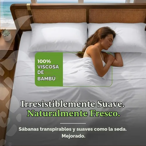 Vista 2 de Juego de sábanas de bambú clásico de Cariloha de 4 piezas – Sábanas y fundas de almohada más suaves (matrimonial, blanco)