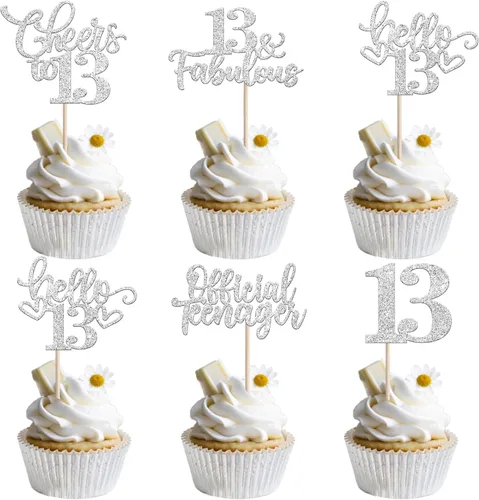 Vista 10 de 30 piezas de adornos para cupcakes de 12 cumpleaños feliz, brillantes doce, hola 12, felicitaciones a 12 años, adornos para cupcakes, 12
