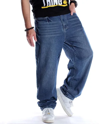 Vista 3 de Y2K Jeans - Pantalones de mezclilla para hombre, estilo hip hop, estilo vintage, bordados, estilo gótico, recto, holgados, pierna ancha