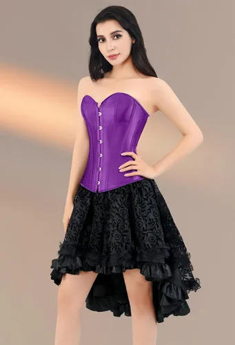 Vista 7 de Kranchungel Tops de corsé para mujer corsé renacentista de talla grande - Bustier con cordones Overbust disfraces de Halloween - Sesiones de fotos