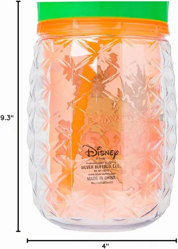 Vista 10 de Silver Buffalo Disney Lilo y Stitch Saludos desde Hawái con Scrump, Vaso de doble pared con forma de piña, 473 ml (16 oz)