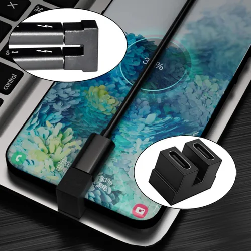 Vista 4 de chenyang CY USB4 Tipo C hembra a hembra de alimentación de datos de vídeo adaptador de extensión 40Gbps para NS Switch & Teléfono y Laptop