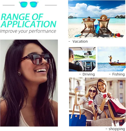 Vista 4 de Gafas de sol para mujer UV400 espejadas, apto para exteriores, vacaciones, conducción