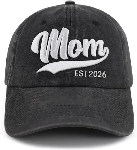 Vista 4 de Gorra de béisbol con bordado 3D ajustable para mamá y papá EST 2025 2026, regalos para nuevos padres