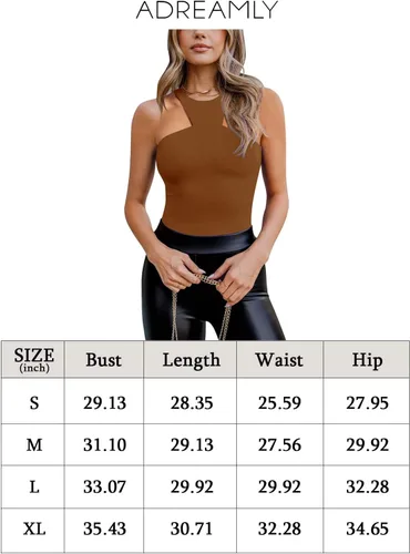 Vista 5 de Adreamly Body sexy sin mangas con cuello asimétrico y espalda cruzada para mujer