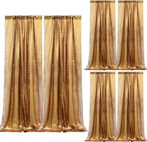 Vista 15 de 2 paneles de cortinas de fondo de lentejuelas verdes de 8 pies, cortinas de fondo de fotografía con purpurina para decoración de Navidad, boda