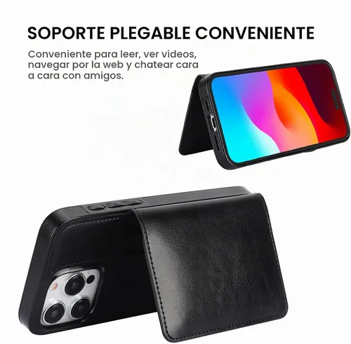 Vista 5 de KIHUWEY - Funda tipo cartera para iPhone 15 Pro Max, piel con tarjetero