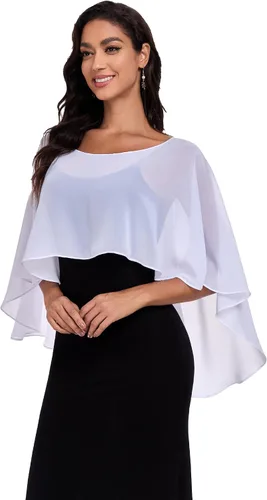 Vista 25 de Sheer Shawls and Wraps for Evening Dresses Chiffon Capes for Women Negro
