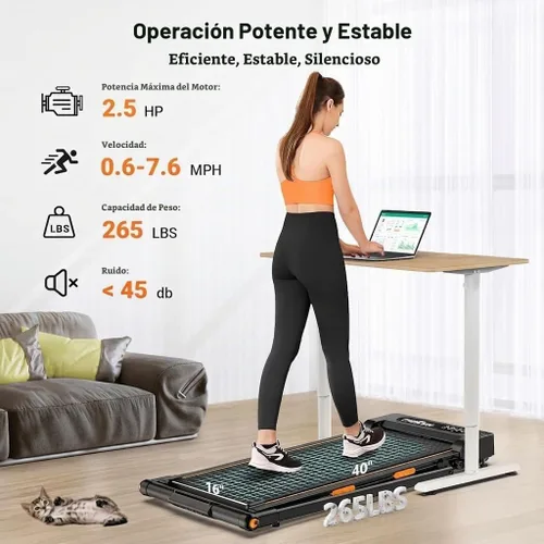 Vista 4 de THERUN Walking Pad with Handle Bar, Compact Under Desk Portable Treadmill