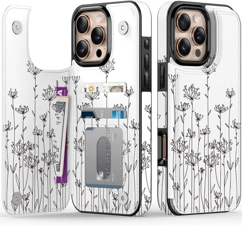 Vista 79 de FUNMIKO Funda tipo cartera para iPhone 13 con tarjetero, bloqueo RFID, protección de grado militar y obras de arte impresas con rayos UV, cierre