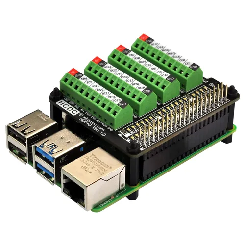 Vista 8 de HCDC RPi GPIO Status LED y Placa de Distribución de Bloque de Terminales HAT para Raspberry Pi A+ 3A+ B+ 2B 3B 3B+ 4B