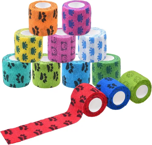 Vista 7 de Vendaje autoadhesivo - Vendaje para lesiones para mascotas, perros, gatos, caballos - Paquete de 12 - Vendajes para patas de perros - Previene