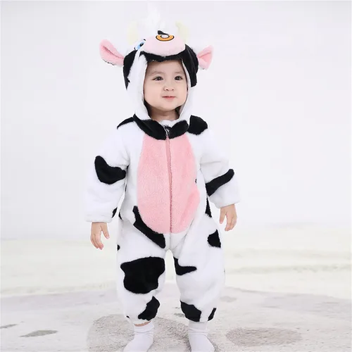 Vista 80 de Mameluco unisex de franela para bebé, disfraz de animal con capucha de dibujos animados