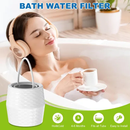 Vista 5 de Cartucho de filtro de baño para tina - Cartucho de filtro de agua de baño KDF-55 para grifo de tina, elimina la mayoría del cloro, plomo, fluoruro