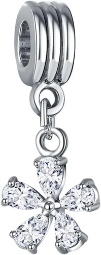 Vista 4 de awaFanee Colgantes de plata 9 piezas cuentas diamantes de imitación CZ encantos europeos aptos Pandora pulsera plateada, Metal, Circonita Cúbica