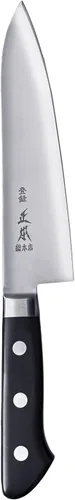 Vista 2 de MASAMOTO VG Cuchillo de chef japonés de 7.1" (180mm) Gyuto Cuchillo profesional de chef, hoja de acero inoxidable japonés ultra afilada, mango