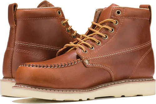 Vista 3 de Golden Fox Botas de trabajo de 6 pulgadas para hombre, con cuña y puntera tipo mocasín, cómodas para la construcción Brun-M6