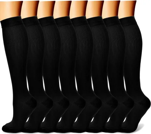 Vista 21 de CHARMKING Calcetines de compresión para mujeres y hombres para circulación (8 pares) 15-20 mmHg, mejor soporte para ciclismo atlético