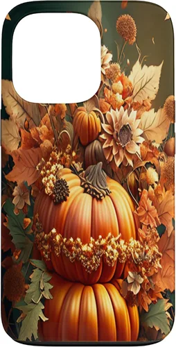 Vista 10 de iPhone 16 Vintage hojas caídas otoño calabaza especia feliz otoño caso