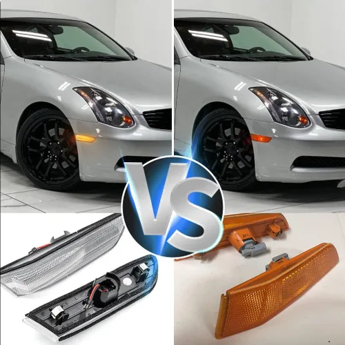 Vista 5 de Lámparas de marcador lateral LED para Infiniti G35/V35 Coupe Skyline V35 Lente transparente ámbar Led rueda intermitente luces de señal de giro