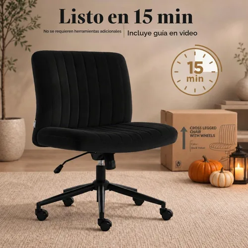 Vista 10 de NYPOT Armless and Ajustable Criss Cross Desk Chair with Wheels Negro
