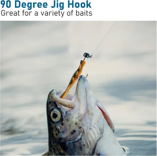 Vista 7 de Dr.Fish Paquete de 30 ganchos de plantilla de 90 grados con soporte de alambre, curva redonda #1-#4/0 para Ned Rig, Swimbait, Bass Fishing Jig Mold
