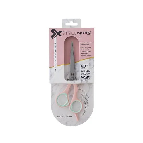 Vista 2 de Cricket Style Xpress Goodie 2 Tijeras de corte de pelo, 5.75 pulgadas, color rosa y menta