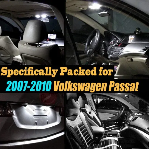 Vista 2 de Paquete de 18 bombillas LED para interiores de 6000 K, color blanco superblanco, compatible con Volkswagen Passat 2007-2010