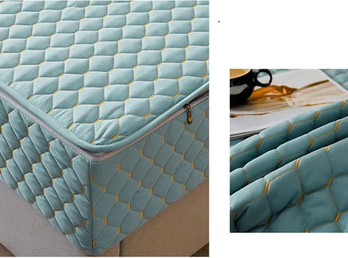 Vista 2 de 6 Side Full Wrap Mattress Protector, Custom Zip Cover & Quilted Topper, Breathable Fabric, Dustproof Encasement, Washable Fitted Sheet(Gray,120 *