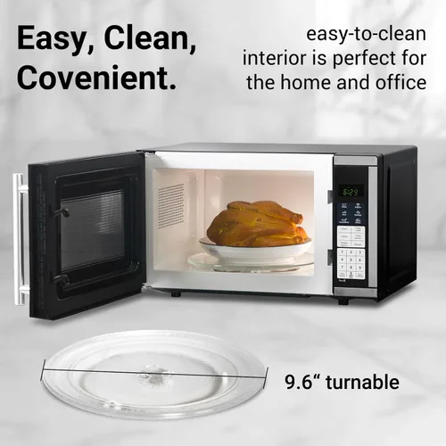 Vista 5 de Hornos microondas para encimera de 0.7 pies cúbicos, horno microondas de 700 vatios con iluminación LED, plato giratorio y bloqueo para niños