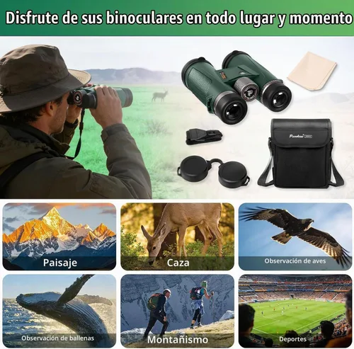 Vista 8 de Pankoo Prismáticos de 20 x 56 para adultos de alta potencia, impermeables y Verde oscuro