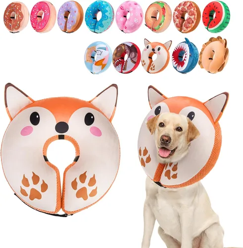 Vista 13 de BEAUTYZOO Alternativa al cono para perro después de la cirugía para perros grandes, medianos y pequeños, collar de cono inflable suave para perros