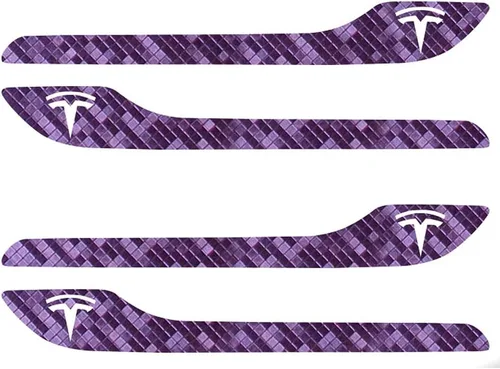 Vista 13 de IPG Kit de 4 calcomanías para manija de puerta de Tesla Model 3/Model Y (juego de 4) con logotipo de Tesla (fibra de carbono negra)