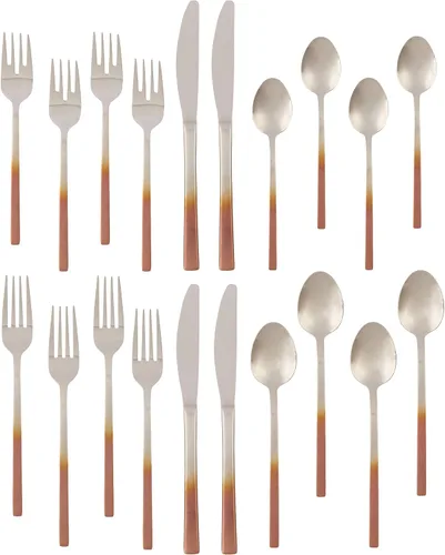 Vista 2 de Cambridge Silversmiths Kelvin Copper Ombre Satin Mirror 18/8-20 piezas Juego de cubiertos