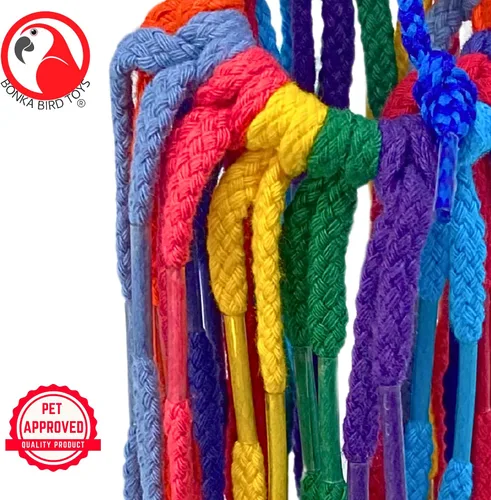 Vista 5 de Bonka Bird Toys 51214 Aglet Heaven - Cordón de algodón con Aglets de plástico y anillo de 2 pulgadas para periquitos, cacatúas, cuáqueros, Pionus