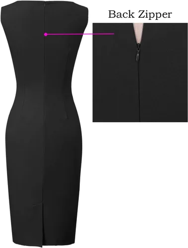 Vista 4 de VFSHOW Vestido ajustado para mujer, con cremallera frontal, para trabajo, negocios, oficina, elegante, profesional, para iglesia, fiesta, vestido