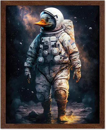 Vista 41 de Poster Master Póster vintage de animales – Impresión retro divertida – Regalo para artista, amigo – Oso Grizzly en traje espacial, astronauta, luna