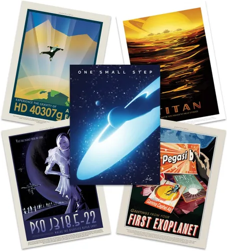 Vista 8 de Póster de la NASA Space Grand Tour Travel Exploration Exoplanet Art Print Decoración para el hogar, paquete de 17 – incluye impresión personalizada